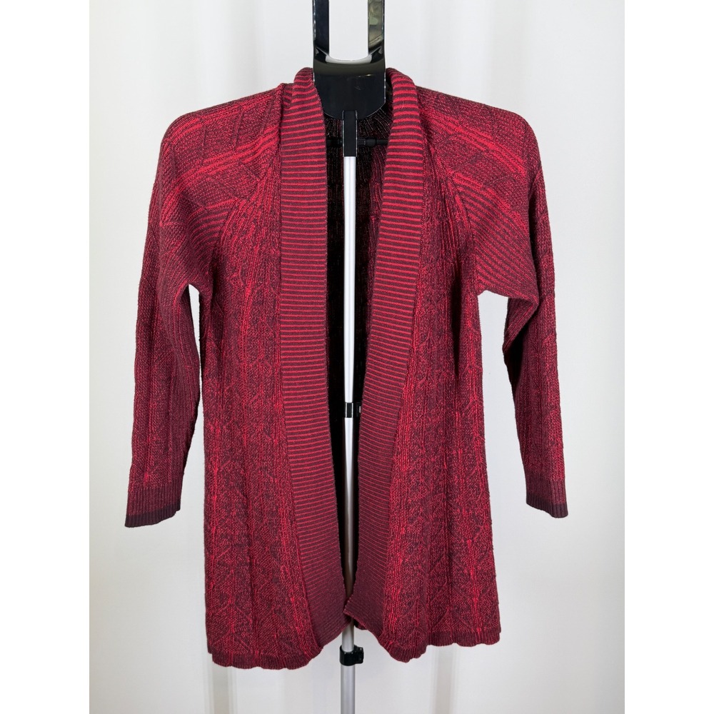 Soft Surroundings Red Burgundy Space Dye Open Front Cardigan Sweater XS